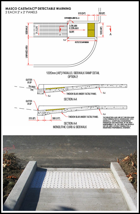 Parallel Sidewalk Ramp Detail - Option 2